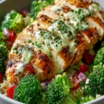 Creamy Garlic Grilled Chicken Broccoli Bowls Recipe First Image