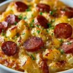 Kielbasa Sausage Cheesy Potato Casserole First Image
