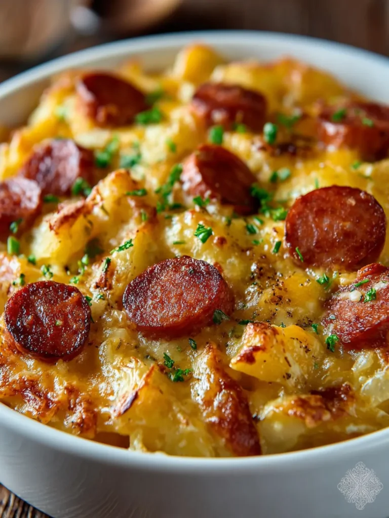 Kielbasa Sausage Cheesy Potato Casserole First Image