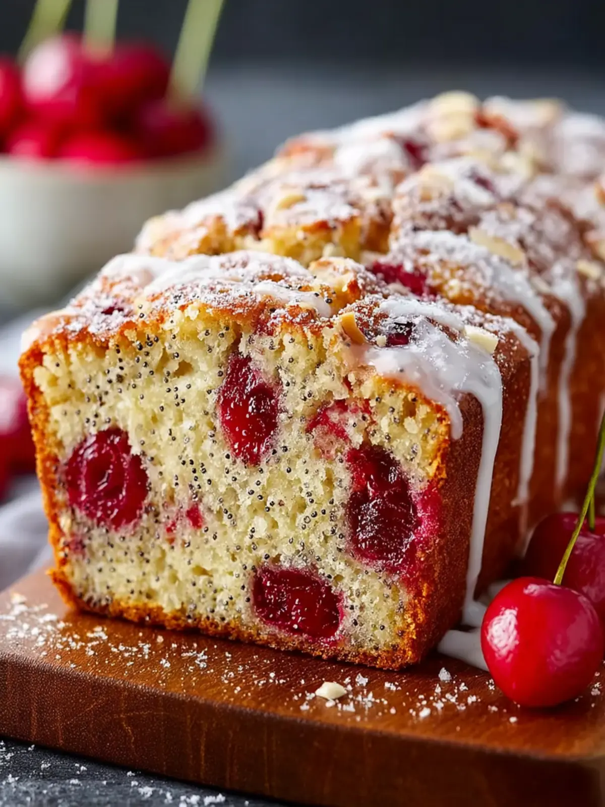 Cherry Almond Poppy Seed Quick Bread First Image