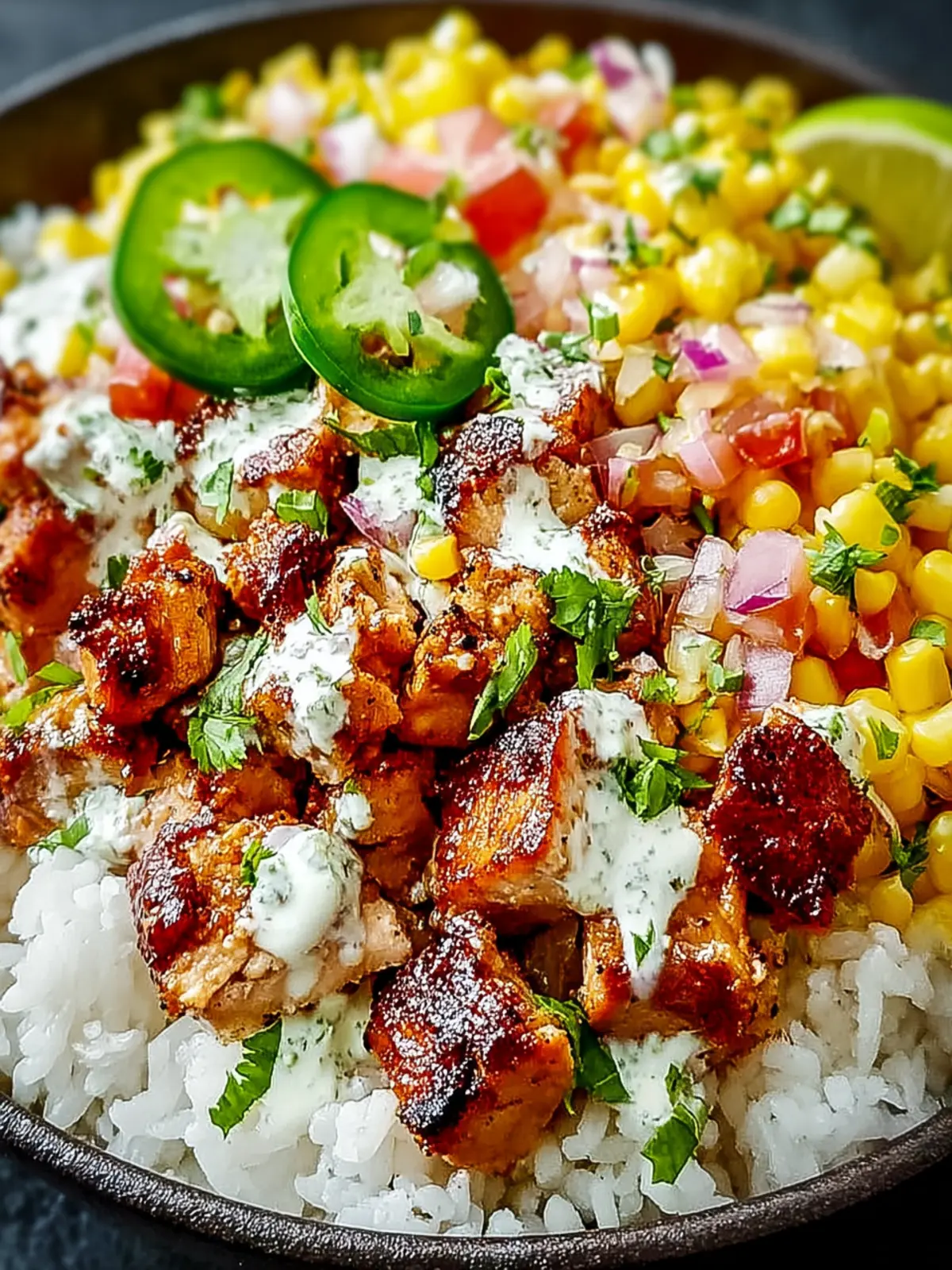 Healthy Chicken Rice Bowl with Street Corn First Image