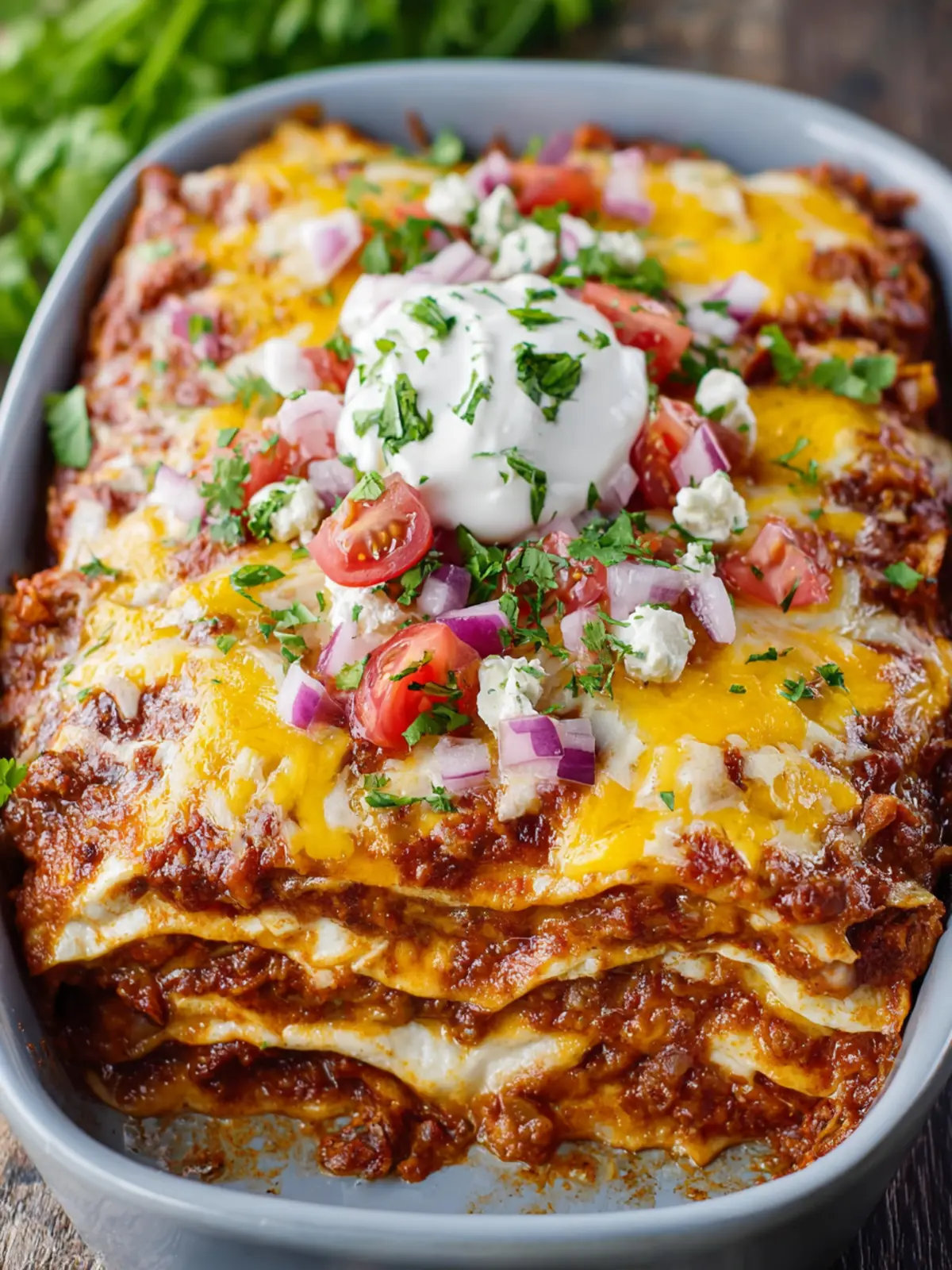 Easy Vegetarian Enchilada Casserole First Image