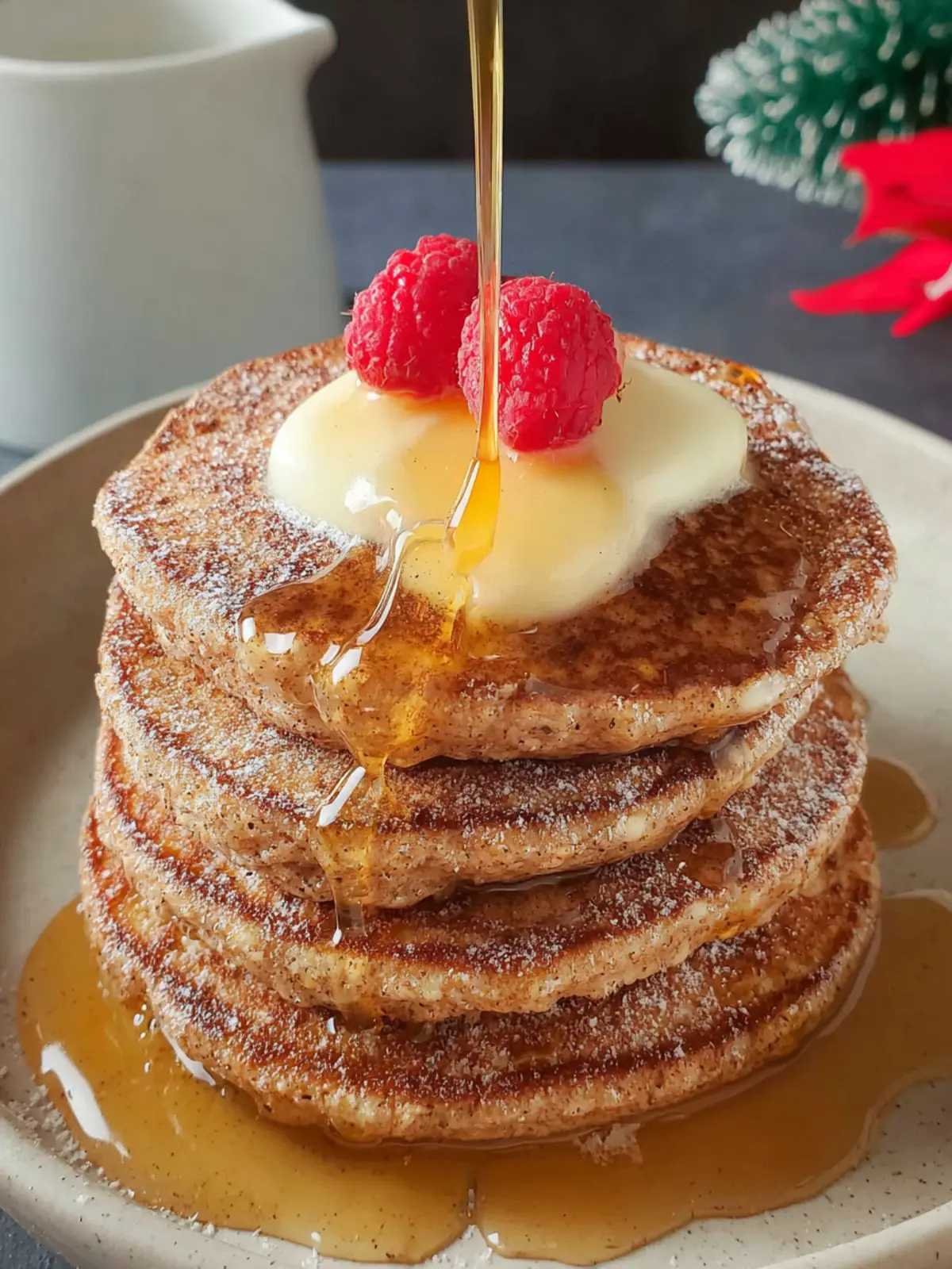 Healthy Gingerbread Pancakes with Oatmeal, Fluffy First Image