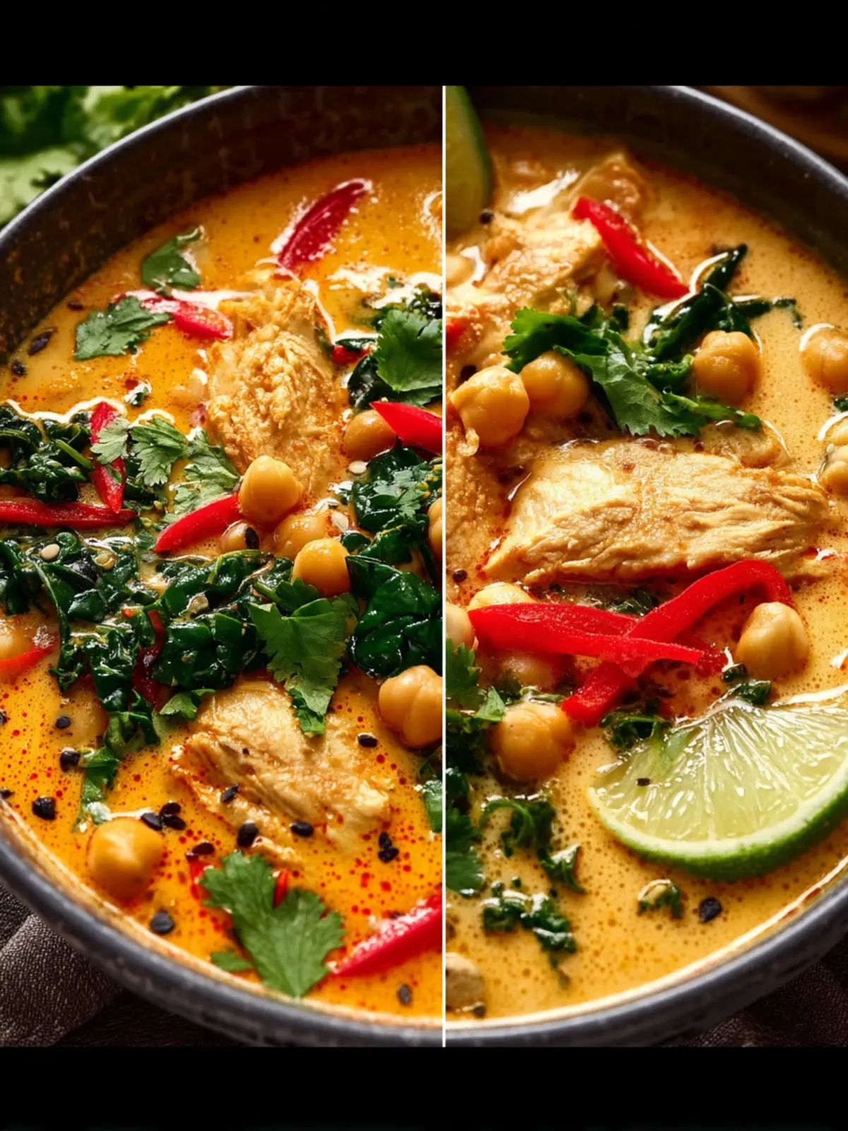 Coconut Curry Soup with Chicken and Chickpeas – A Comforting Dinner Recipe First Image