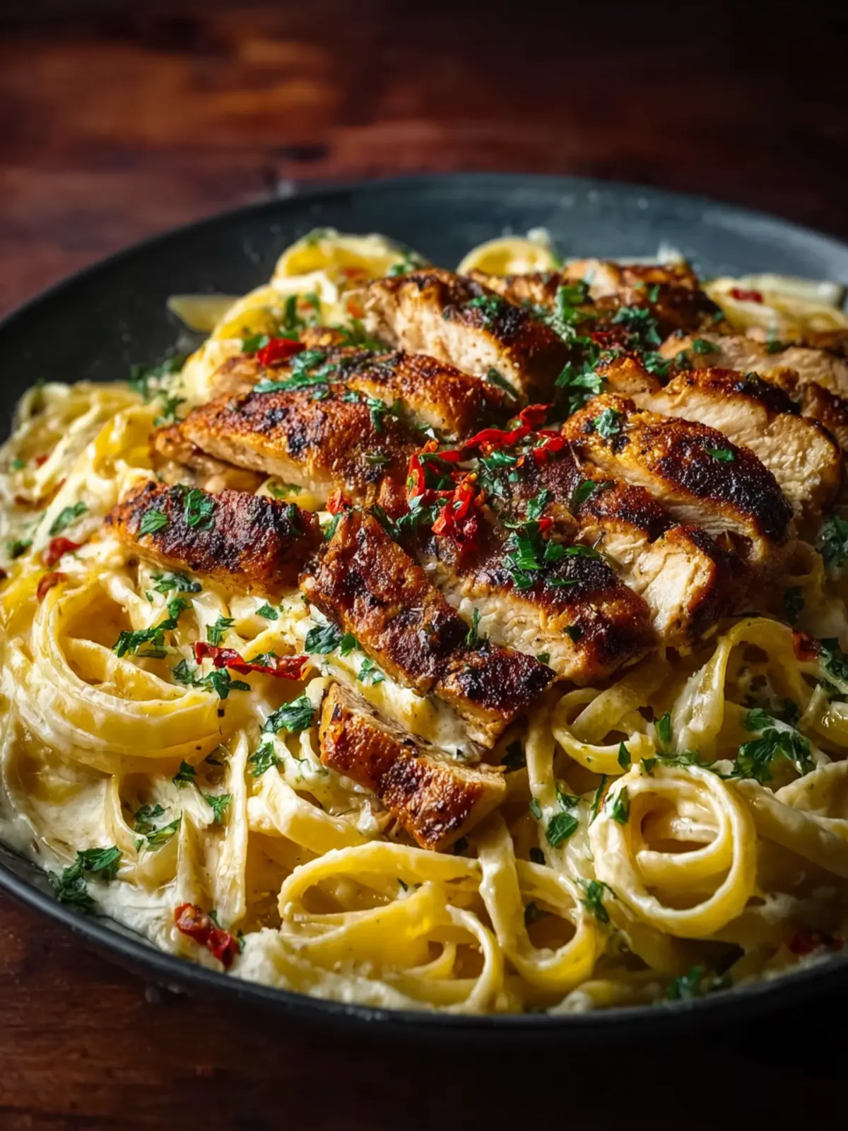 Savory Cajun Chicken and Creamy Garlic Parmesan Linguine First Image